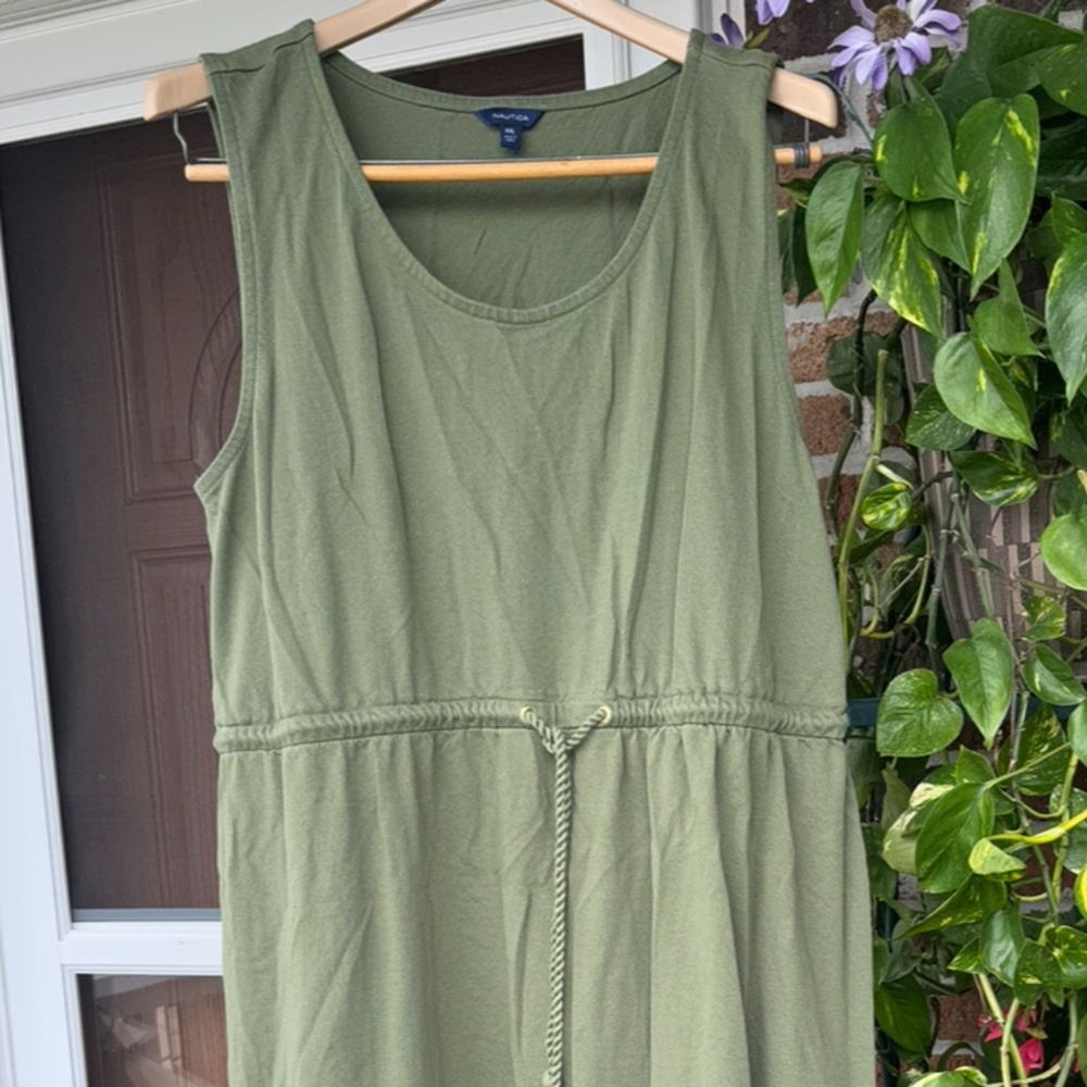Nautica Sleeveless Olive Green Dress